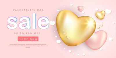 Realistic valentines day background promo sale vector