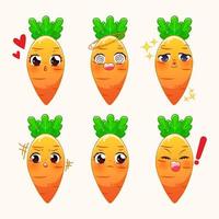 lindo conjunto de dibujos animados de zanahoria vector