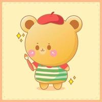 Cute bear sticker cartoon vector