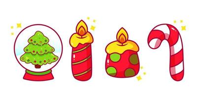 cute cartoon hand drawn christmas season celebration elements collection vector