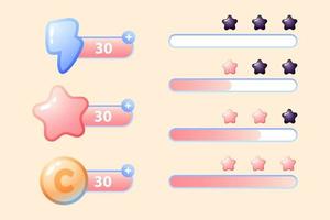 Game asset UI design cartoon element with elegant and colorful vector