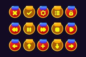 diseño para un conjunto completo de elementos y ventanas de iconos emergentes del juego de botones de nivel vector