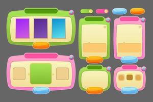 Cute and fresh game ui for mobile or windows with green and pink color vector