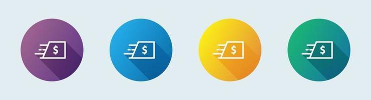 enviar icono de línea de dinero en estilo de diseño plano. Ilustración de vector de signos de pago.