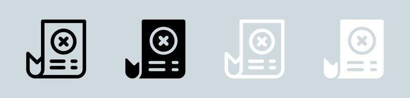 Failed transaction icon set in black and white. Error signs vector illustration.