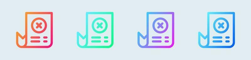 Failed transaction line icon in gradient colors. Error signs vector illustration.