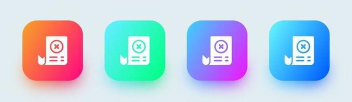 Failed transaction solid icon in square gradient colors. Error signs vector illustration.