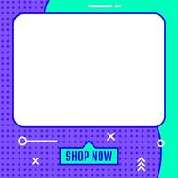 Social media post template in retro design style. Feed template with shop now text. vector