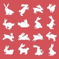 Silhouette of a Rabbit with Various Movements in Red Color is Suitable for the Needs of Design Elements vector