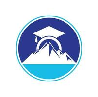 Mountain education logo design icon template. Mountain education cap logo design inspiration vector