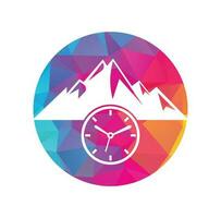 diseño del icono del logotipo de la montaña del tiempo. ilustración de plantilla de logotipo de tiempo de aventura. vector
