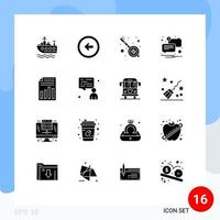 16 Universal Solid Glyphs Set for Web and Mobile Applications file unread india message chat Editable Vector Design Elements