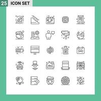 Modern Set of 25 Lines and symbols such as bath bathroom chart hardware storage Editable Vector Design Elements