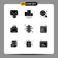 Pictogram Set of 9 Simple Solid Glyphs of internet server science light computer Editable Vector Design Elements