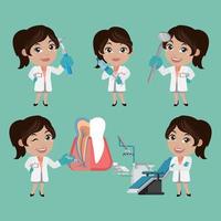 Dentist character and dental care concept vector