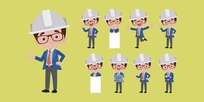 Building engineer with different poses vector