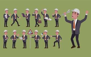 Set of engineer with different poses vector