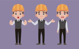 Set of engineer with different poses vector