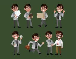 Set of business people with different poses vector