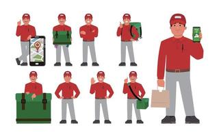 Delivery staff with different poses vector