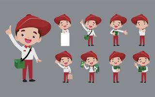 Delivery staff with different poses vector