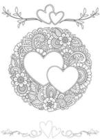 Romantic Heart Coloring Page For Adult vector