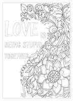 Love Quote Coloring Page For Adult vector