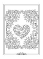 Romantic Heart Coloring Page For Adult vector