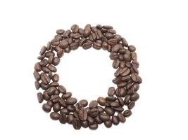 semilla de café palabra 'o' en blanco aislado foto