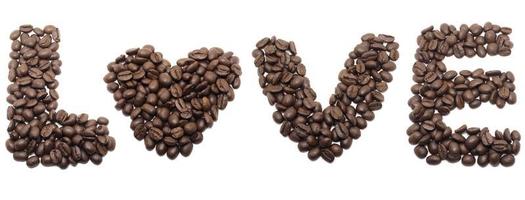 Coffee seed love group on white isolated,Fresh coffee seed lover photo