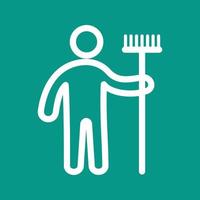 Man Holding Mop Line Color Background Icon vector