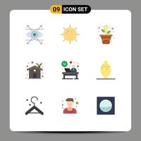 9 Creative Icons Modern Signs and Symbols of hour front growth desk ecology house Editable Vector Design Elements