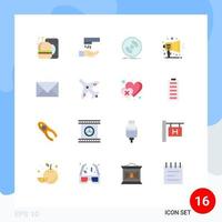 User Interface Pack of 16 Basic Flat Colors of contact ad dj promotion announcement Editable Pack of Creative Vector Design Elements