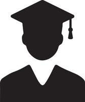 Graduate student in hat vector icon. Graduated student. mortar hat. graduation academic wear