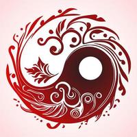 Floral Yin Yang Symbol vector illustration.