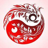 Floral Yin Yang Symbol vector illustration.