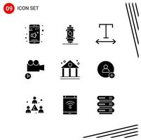 conjunto de 9 iconos de interfaz de usuario modernos signos de símbolos para finanzas banco gas cámara de video elementos de diseño vectorial editables vector