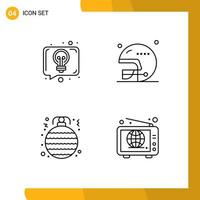 4 Creative Icons Modern Signs and Symbols of conversation bauble talk rugby ornament Editable Vector Design Elements