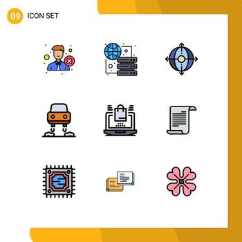 Set of 9 Modern UI Icons Symbols Signs for laptop future server flying product Editable Vector Design Elements