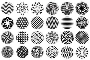 Circle design elements. Rounded halftone, black and white graphic design elements. vector