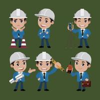 People Set - Profession - Set of builder character in different poses vector