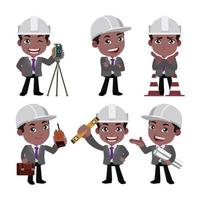 ingeniero de construcción con diferentes poses vector