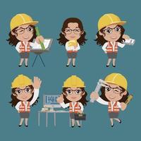 People Set - Profession - Set of builder character in different poses vector