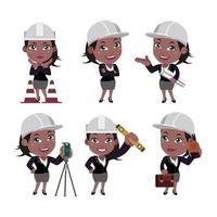 ingeniero de construcción con diferentes poses vector