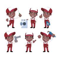 Set of plumber with different poses vector