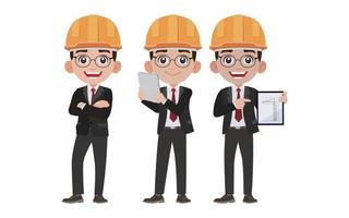 Set of engineer with different poses vector