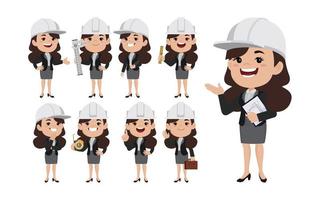 Set of engineer with different poses vector