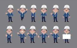 Set of engineer with different poses vector