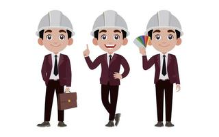 Set of engineer with different poses vector