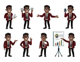 conjunto de empresarios con diferentes poses vector